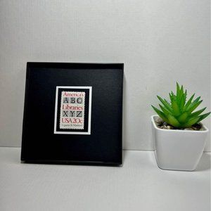 American Libraries 1982 Framed Stamp, 4x4 Vintage USA #2015